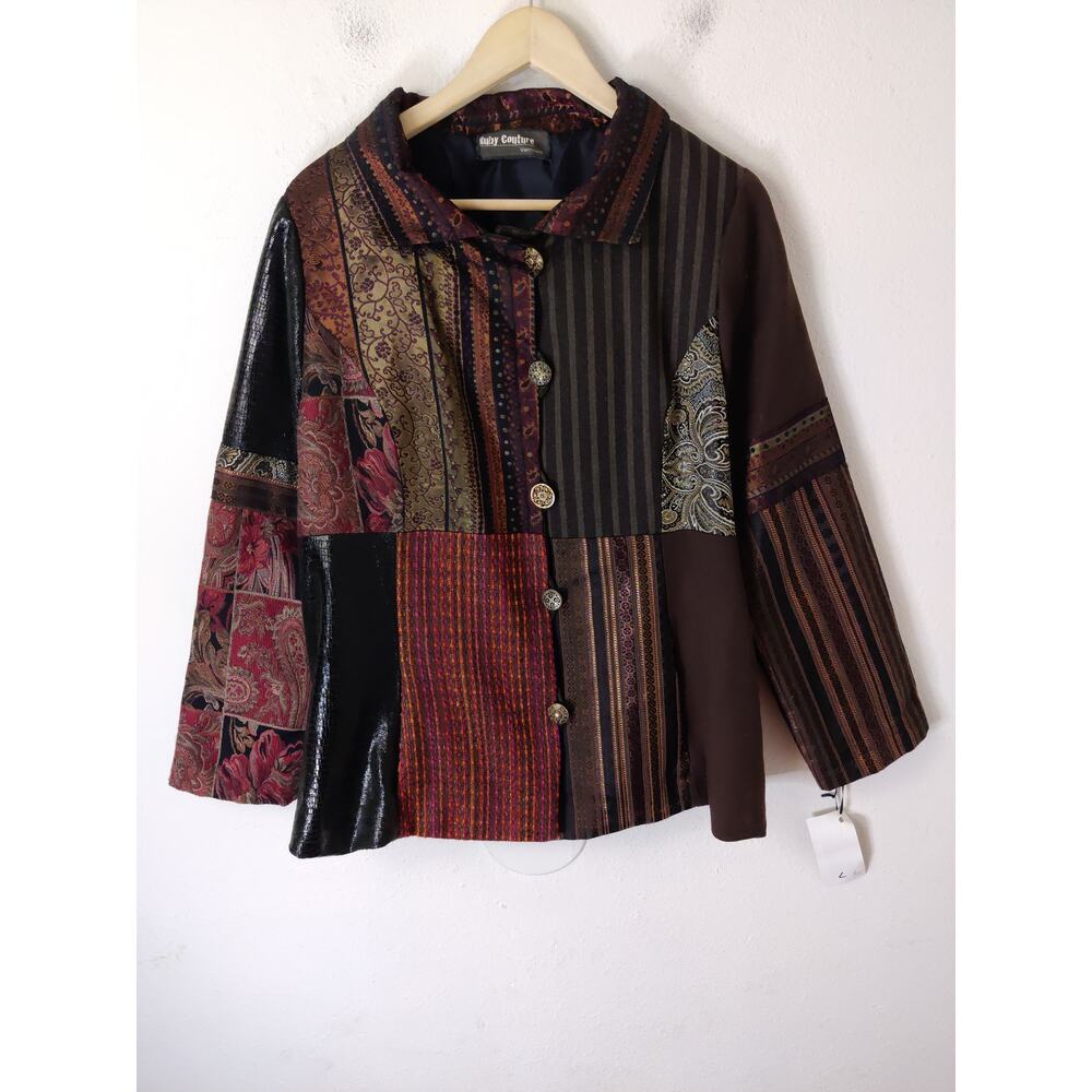 3/$20 NEW Ruby Couture Mixed Print Long Sleeve Button-Down Jacket L